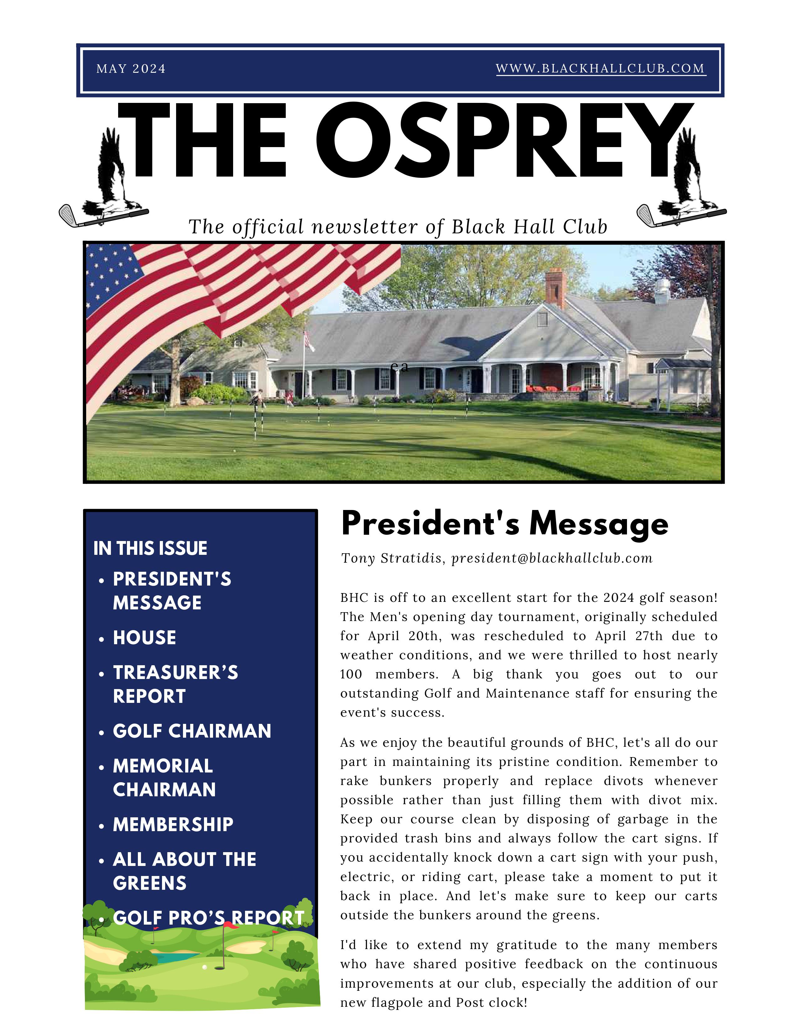 Black Hall Club | Home / The Osprey Newsletter - (May 2024) Black Hall Club Home / The Osprey Newsletter – (May 2024) BHC (May 2024) Osprey Newsletter